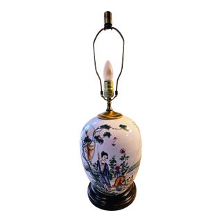 Antique Chinese Famille Rose Ginger Jar Table Lamp For Sale