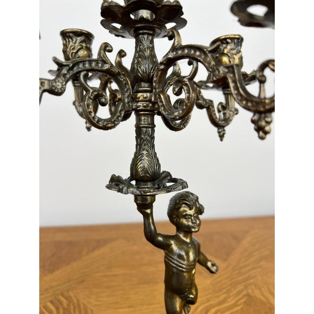 Vintage French Cherub Ornate Candleholder For Sale - Image 9 of 13