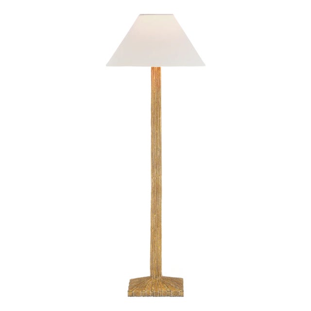 Chapman & Myers by Visual Comfort Signature Strie Buffet Lamp in Gild with Linen Shade For Sale