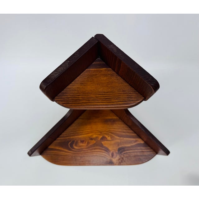 Vintage 1970s Wood Corner Shelf Wall Display For Sale - Image 4 of 10