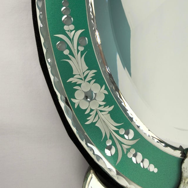 Early 20th Century Venetian Glass Mirror - Etched & Reverse Painted For Sale - Image 6 of 12