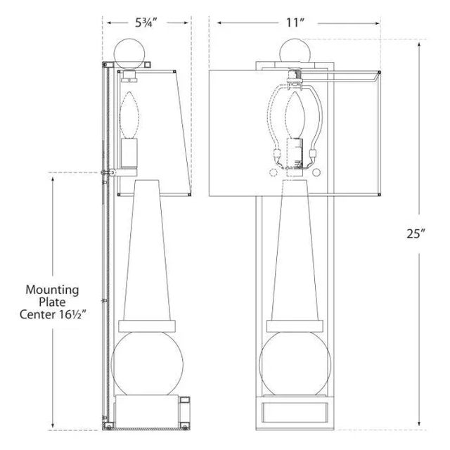 Traditional Chapman & Myers for Visual Comfort Signature Paladin Tall Obelisk Sconce in Crystal & Polished Nickel with Natural Percale Shade For Sale - Image 3 of 3