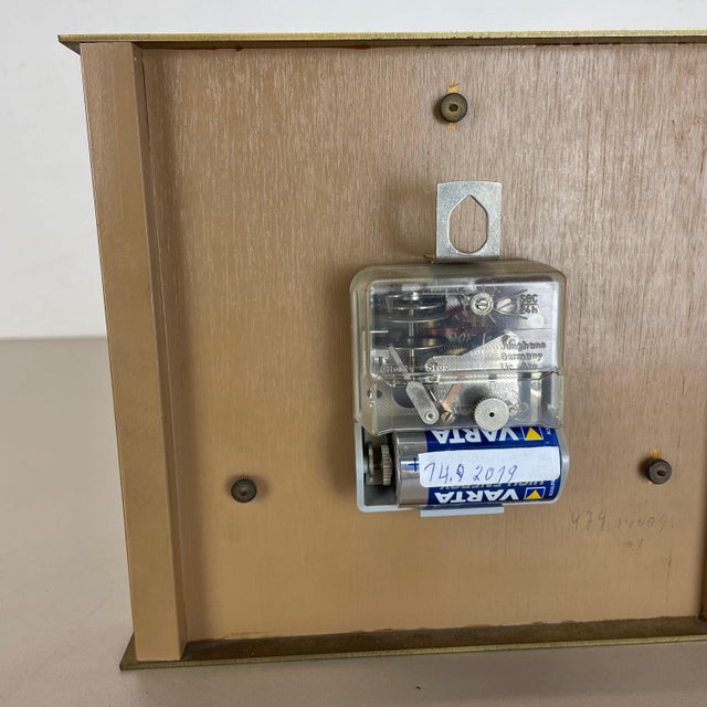 Modernist Teak and Brass Wall or Table Clock from Zentra, Germany, 1960s For Sale - Image 13 of 15