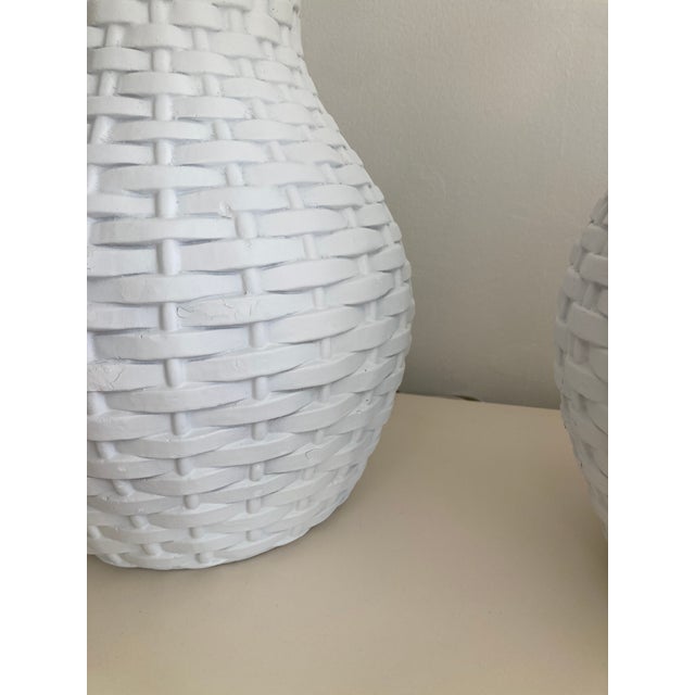 1950s Plaster Basket Table Lamps in the Style of Serge Roche - A Pair For Sale - Image 5 of 14