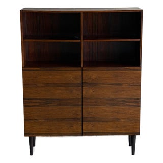 Vintage Danish Rosewood Bookcase Cabinet Scandinavian Mid Century Display Cabinet For Sale