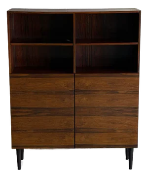 Vintage Danish Rosewood Bookcase Cabinet Scandinavian Mid Century Display Cabinet
