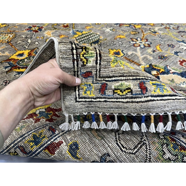 Gray Gray Sultani Wool Rug With Persian Floral Design, 5'9" X 7'8" For Sale - Image 8 of 13