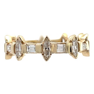 14k Yellow Gold Diamond Eternity Wedding Band, Size 10.25 For Sale