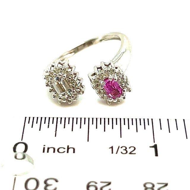 Natural Sapphire Bypass Ring 7 14k W Gold 0.74 TCW Certified For Sale - Image 11 of 15