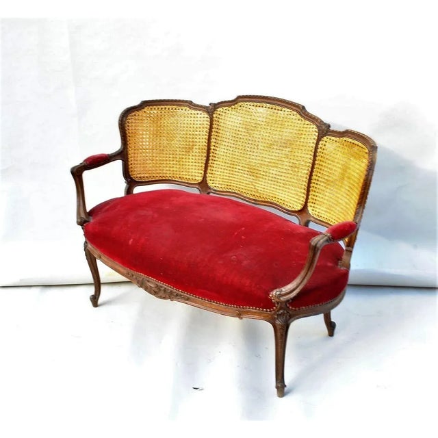 Louis XV Style Mahogany and Cane Lounge Chair For Sale - Image 11 of 14