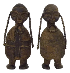 African Sculptures of Fertility Dolls, Namji, Cameroon, 1970s, Set of 2