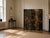 Chinese Export, Jappanned Screen or Room Divider, Black Lacquer, Wood, Gilt, Brass, China, 1960s This 20th-century five-...
