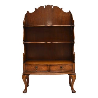 Antique Burr Walnut Cascading Open Bookcase, 1900 For Sale