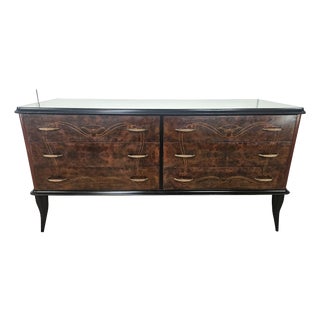 Mahogany-Paneled Chest of Drawers with Mirrored Top, 1960 For Sale