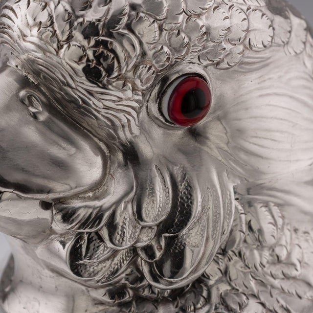 Antique Cockatoo Silver and Porcelain Claret Jug from Asprey & Co, 1912 For Sale - Image 18 of 18