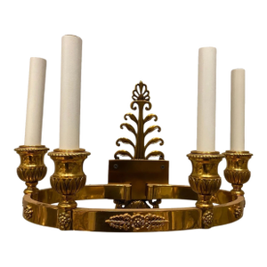 Vintage Neoclassical French | Gilt Polished Bronze 4-Light Wall Sconce