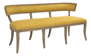 Lorand Yellow Silk Bench in Natural Birch Frame
