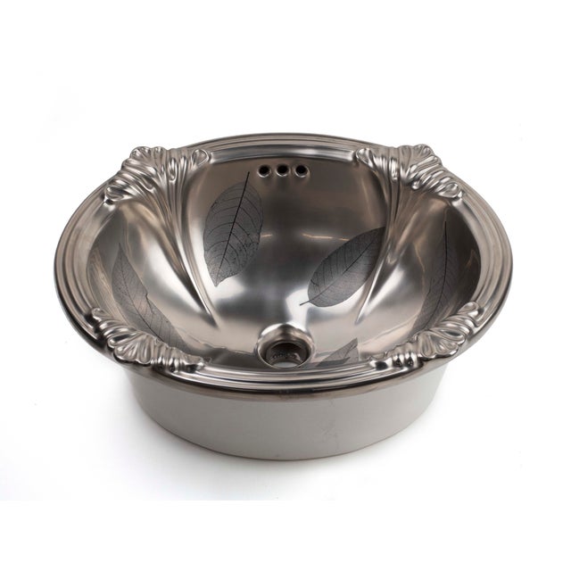 Sherle Wagner Burnished Platinum with Leaves Ceramic Sink For Sale In Providence - Image 6 of 6