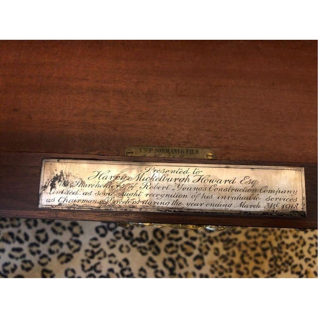 Louis XVI style gilt bronze mounted center table by Paul Sormani The rectangular top above a frieze drawer, raised on...