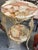 Metal Vintage Hollywood Regency Brass Two-Tier Onyx Stone Mosaic Pedestal Table For Sale - Image 7 of 7