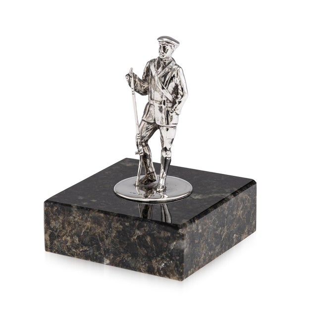 Antique 20th Century English Silver Fisherman Statue on Granite Base, 1902 For Sale - Image 14 of 14