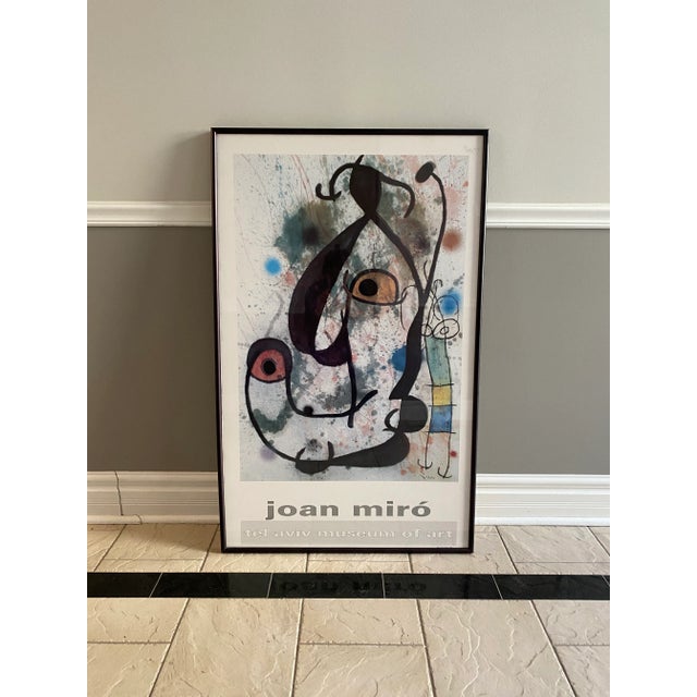 Rare vintage Joan Miró Tel Aviv Museum of Art exhibition poster of Man and Woman, Circa 1966. Encased in original black...