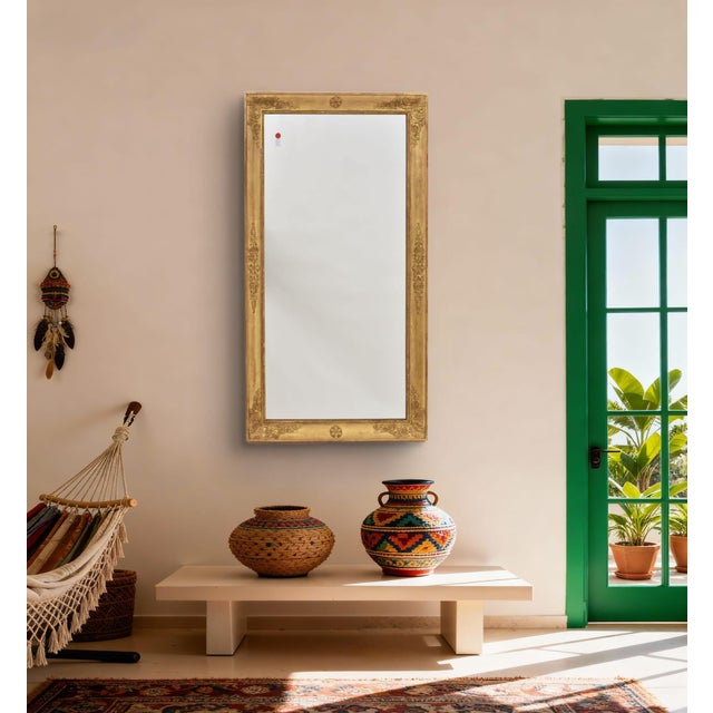 This beautiful Antique Gilded Rectangular Mirror, dating from the mid-19th century, features refined ornamental...