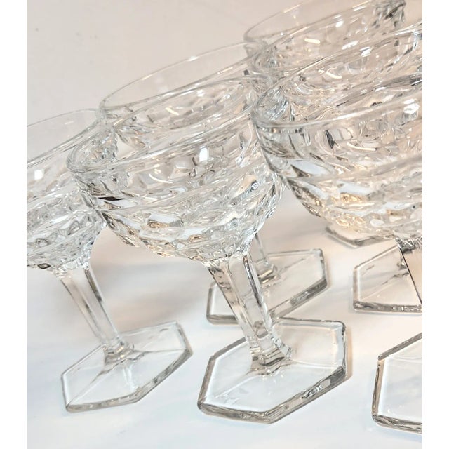 Fostoria Icy Honeycomb Champagne Coupes- Set of Six For Sale - Image 4 of 10