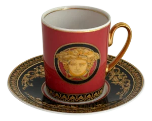 Medusa Espresso Cup and Saucer by Versace for Rosenthal, 1994, Set of 2