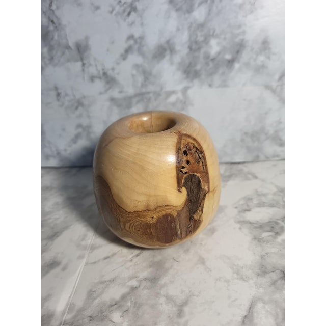 2000 - 2009 Elder Burlwood Bud Vase Hand Turned Box Sculpture Wood Home Accent Office For Sale - Image 5 of 8
