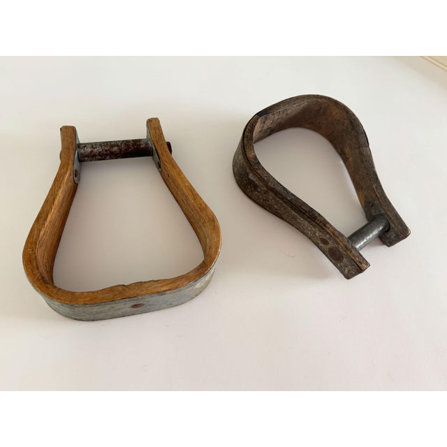 1950s 1940s Western Horse Saddle Stirrup, a Mismatched Pair For Sale - Image 5 of 8