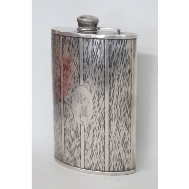 Evans Early 1900s Monogrammed Whiskey Hip Flask Evans Nickel Silver 4714b For Sale In Miami - Image 6 of 15
