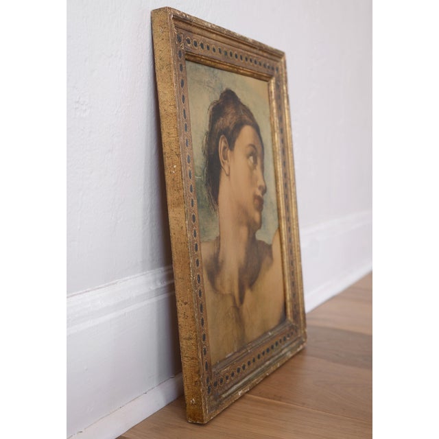 Italian Vintage Michelangelo Creation of Adam Detail Framed Print For Sale - Image 3 of 9