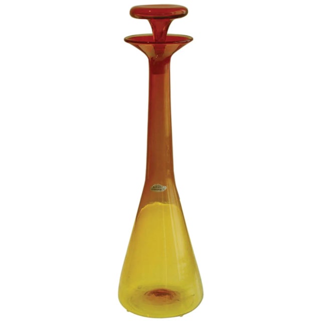 Tangerine Vintage Blenko Tangerine Decanter, Design by Wayne Husted For Sale - Image 8 of 8