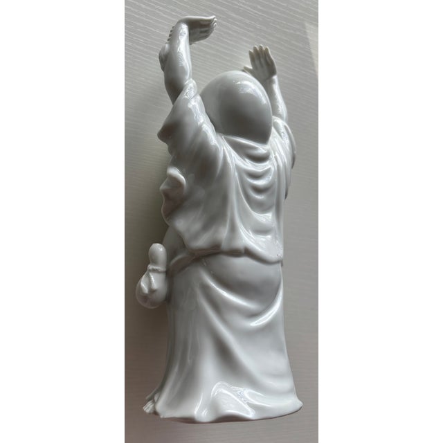 Chinese White Porcelain Laughing Buddha Figurine Vintage For Sale In Dallas - Image 6 of 10