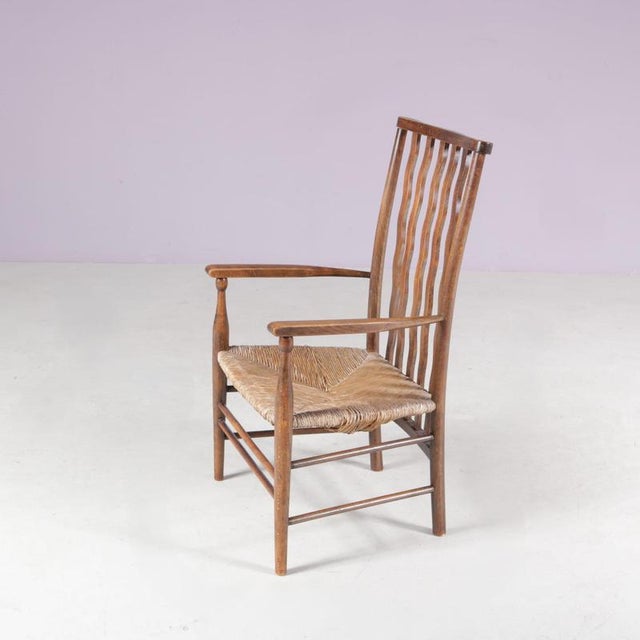 Small Arts & Crafts Spindlers Back Hearth Chair with Wicker Seat, 1930s For Sale - Image 10 of 12