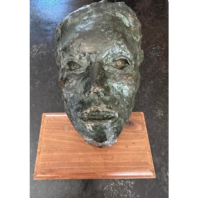 1960s Vintage Mid-Century Bronze Sculpture Head of a Man John Henry Waddell For Sale - Image 10 of 12