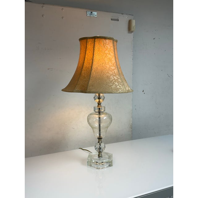 Mid 20th Century Vintage Cut Glass Table Lamp For Sale - Image 5 of 12
