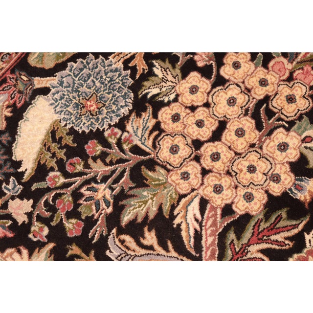 Art Nouveau 1990's Pak-Persian Black/Pink Wool Rug - 6'0'' X 9'3'' For Sale - Image 4 of 9