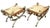 Offering a pair of vintage Italian rattan hand carved wood Spanish Empire benches, circa Late 20th Century. The design was...