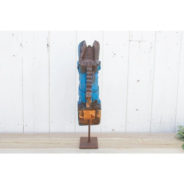 Wood Architectural Robust Indian Carved Horse For Sale - Image 7 of 9