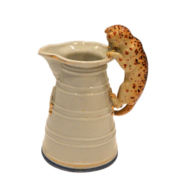 White Rare Antique Copeland Spode "Cat-in-the-Pail" Ribbed Creamer For Sale - Image 8 of 10