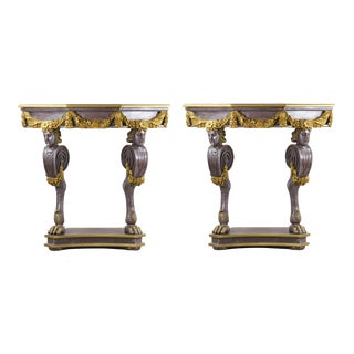 Pair of Vintage Gold Rococo Style Side Table/Console Table For Sale
