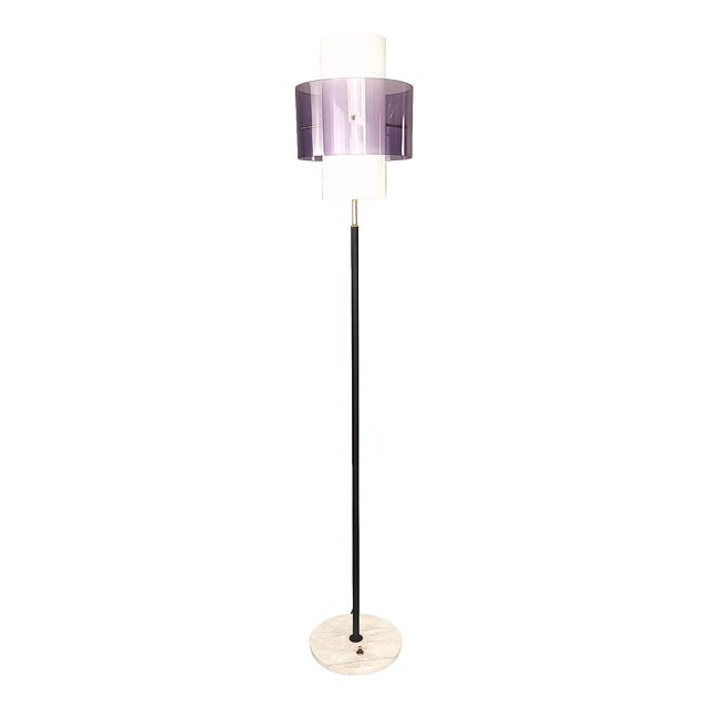 Vintage Floor Lamp with Purple Shade, 1970s For Sale