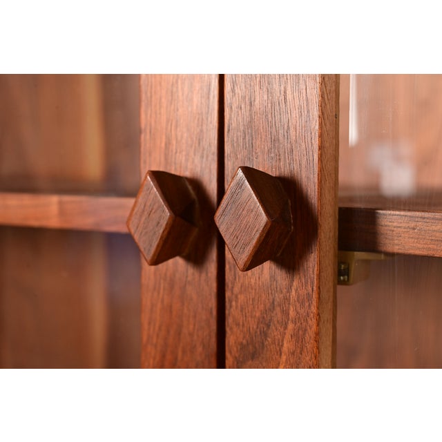 Wood English Country Farmhouse Studio Crafted Carved Walnut Drop Front Secretary Desk With Bookcase For Sale - Image 7 of 14