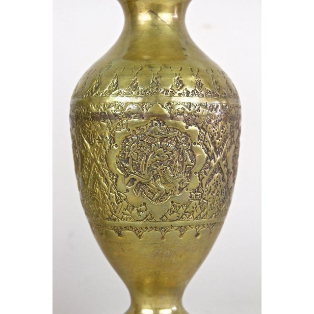 Metal Antique Biedermeier Chased Brass Vases, 1860, Set of 2 For Sale - Image 7 of 18