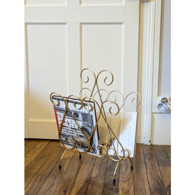 Gold Wire Magazine Rack, France, 1960 For Sale - Image 10 of 11
