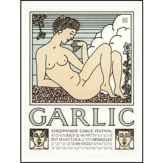 1970s Alice Waters Chez Panisse Restaurant Garlic a Limited Edition Poster by David Lance Goines for Berkeley for Chez Panisse Restaurant Alice Waters For Sale