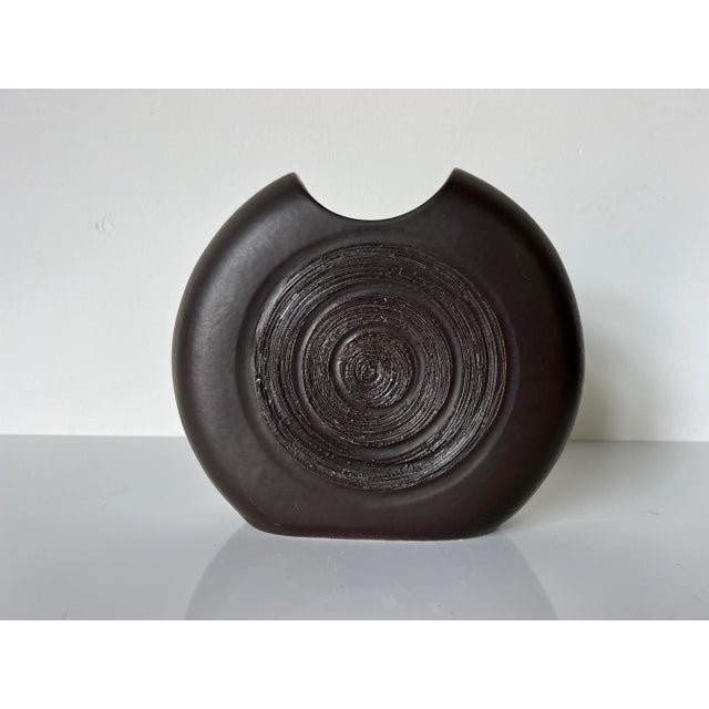 1980s Vintage Italian Brown Matte Glaze Decorative Vase/ Sold For Sale - Image 5 of 12