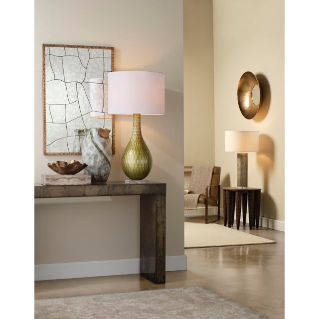 2020s Serpentine Table Lamp, Chartreuse Etched Glass For Sale - Image 5 of 6